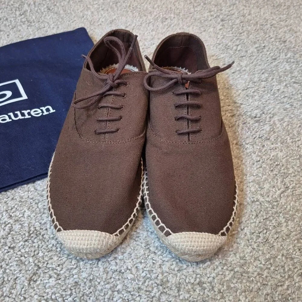 Polo by Ralph Lauren Canvas Lace Up Espadrille Chocolate Size 8